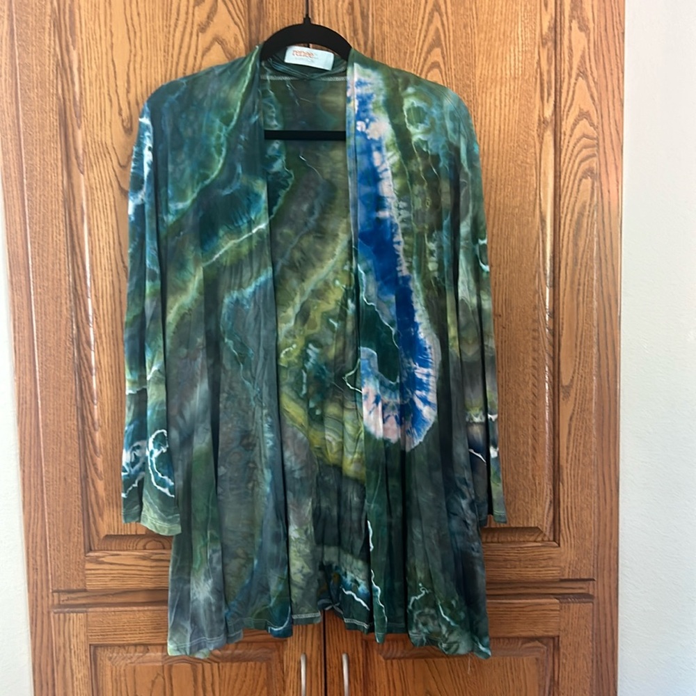 Artist Made Ice-Dyed Bamboo & Spandex Jacket.  3XL (fits like 2XL).